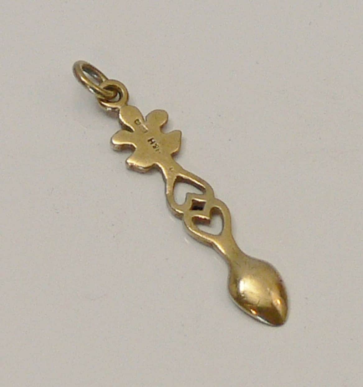 Solid 9ct Gold Welsh Love Spoon Charm